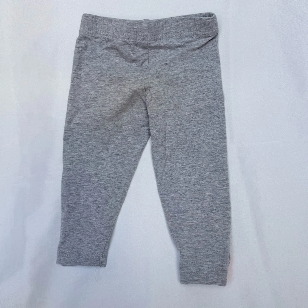 Carter's Pink Striped Ruffle Top with Gray Leggings Set